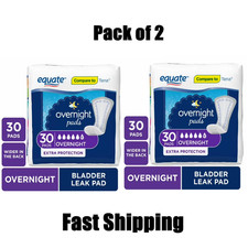 Equate Women s Overnight Incontinence Pads, Ultimate, 30 Ct 2 Pack