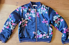 Girls TED BAKER Navy Satin Floral Bomber Jacket UK Age 9