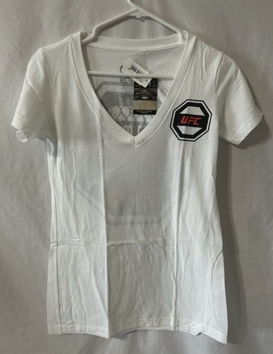 UFC Womens Small V-Neck Shirt MMA Fighting Slim Athletic Fit, White - Bild 1 von 2