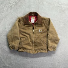 Vintage Carhartt Detroit Jacket Youth 8 Y04 BRN Quilted Brown Canvas Workwear