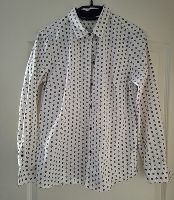 Walbusch Bluse Damen Hemdbluse Gr.  40,  Extraglatt , weiß gemustert