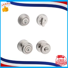 Juno Satin Nickel Exterior Entry Door Knob & Single Cylinder Deadbolt Combo Pack