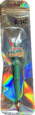 I Speak Fluent Sarcasm Beaded Black Ink Pen
