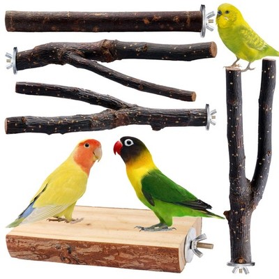 Bird Toys Parakeet Perch Budgie Perch Wood Stand Fork Toys Multi-Branch Perch Pl