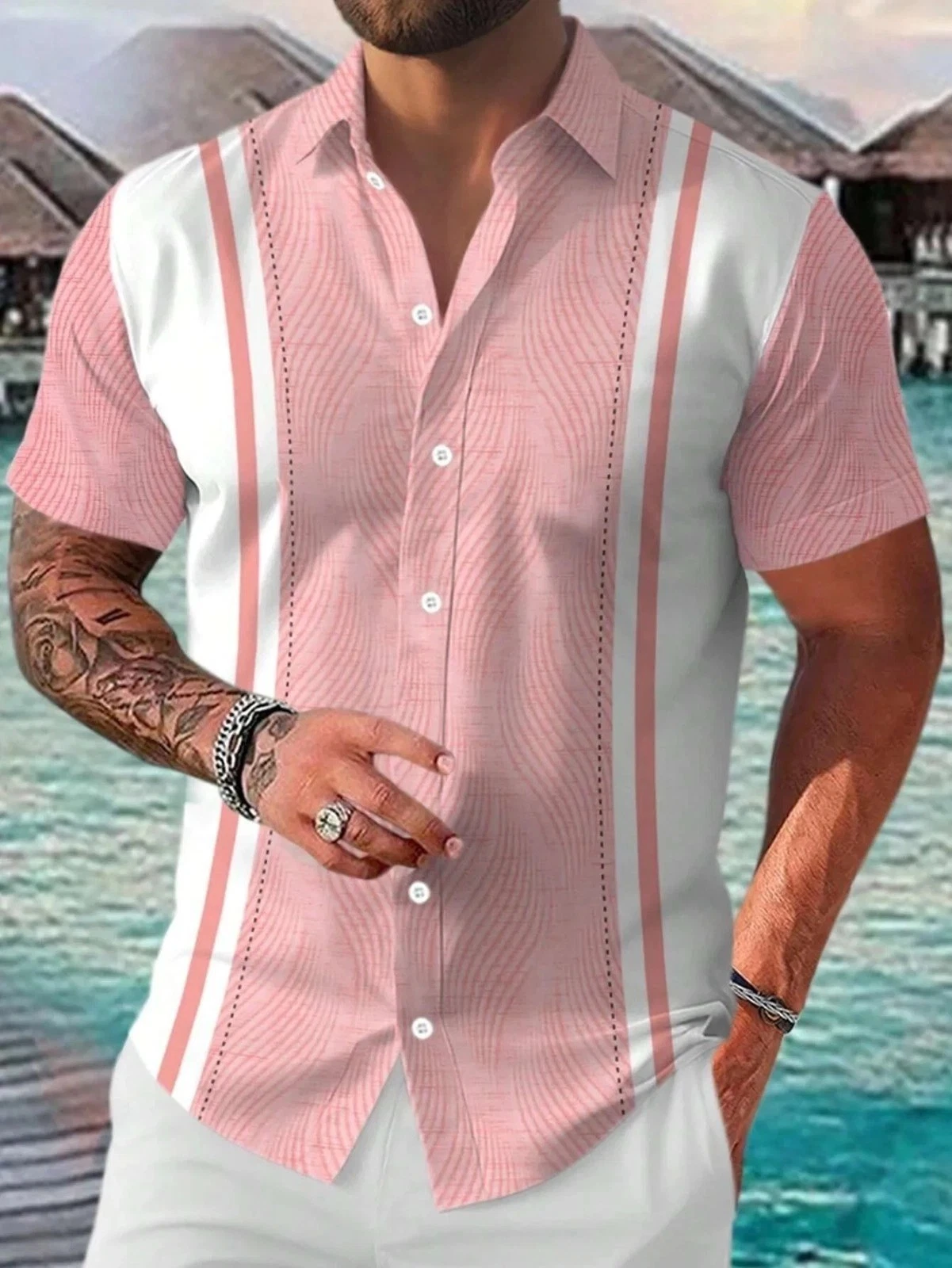 Men's Casual Short Sleeve Guayabera Cuban Beach Wedding Button-up Dress Shirt
Opens in a new window