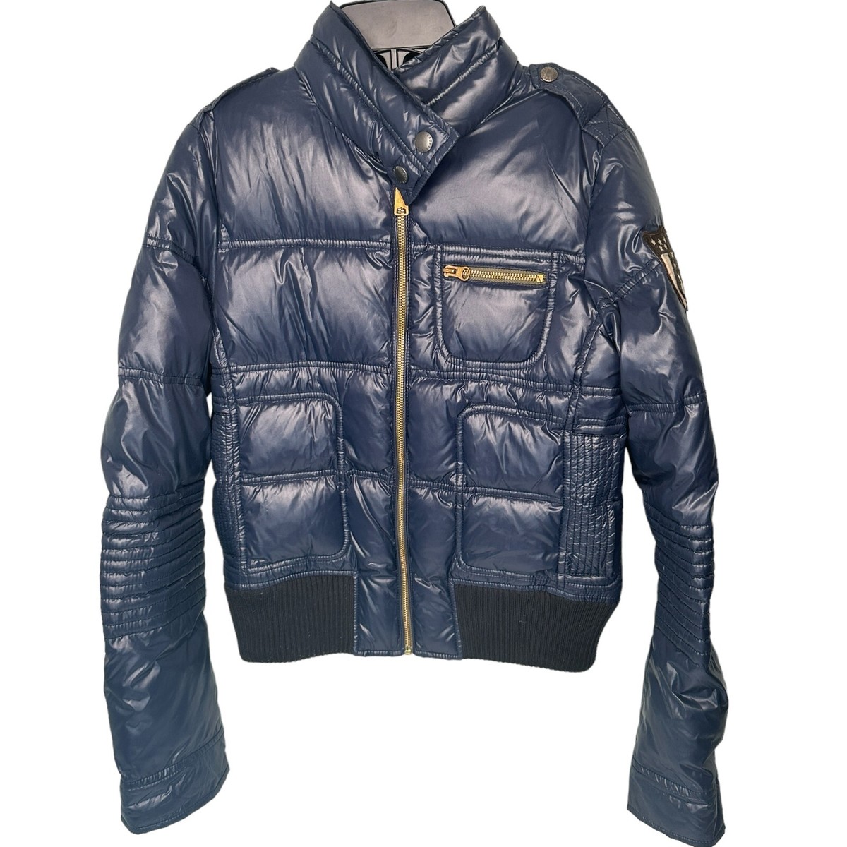 ジャケット・アウター 00s vintage polo jeans down jacket Vintage Polo Jeans Co. Ralph Lauren Blue Shiny Puffer Coat YKK