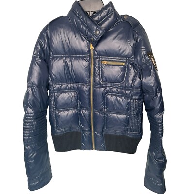 Vintage Polo Jeans Co. Ralph Lauren Blue Shiny Puffer Coat YKK