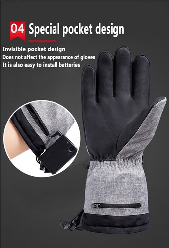 Electric Heated Gloves Hand Warm Windproof Thermal Winter Rechargeable Battery - Picture 9 of 17