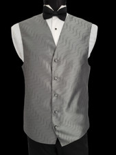 M Silver Black Tuxedo Vest Waistcoat Adj Waist Brandon Michael Medium TUXXMAN