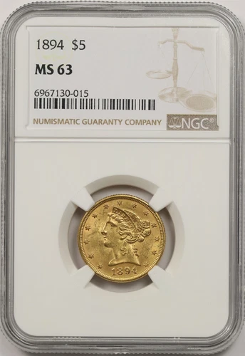 1894 $5 NGC MS 63 Liberty Head Gold Half Eagle