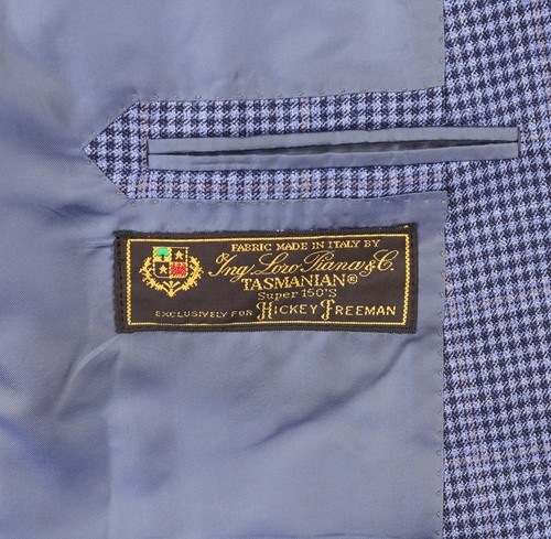 Hickey Freeman Loro Piana Super 150's Wool Sport Coat 42R Blue Tan Checks USA - Picture 11 of 16