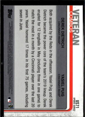 2019 Topps Update Derek Dietrich/Yasiel Puig Reds Combo #US71