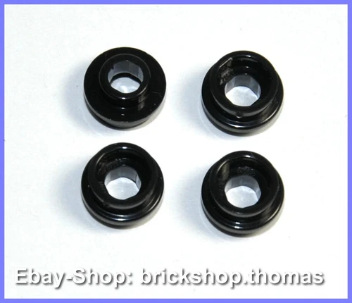 Lego 4 x Platte rund mit Loch schwarz - 85861 1x1 Plate Round Black - NEU / NEW