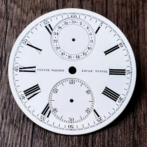 ULYSSE NARDIN SPLIT SECONDS CHRONOGRAPH POCKET WATCH ENAMEL DIAL A4 - Picture 3 of 4