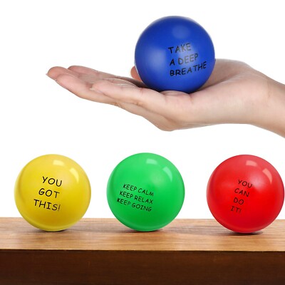 MCPINKY Motivational Stress Balls - 12 Pack 2 Inch Foam Balls With Positive Quotes For Anxiety Relief
