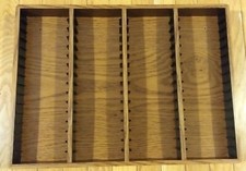 VINTAGE - WOOD WALL HUNG 64 CASSETTE TAPE STORAGE SHELF RACK