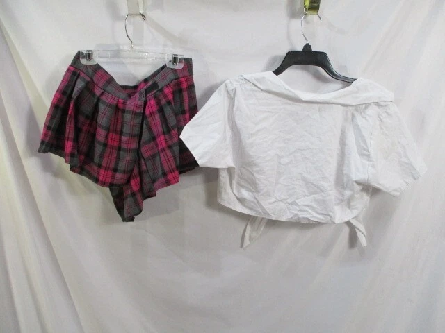 Disfraz de Niña Escolar Mujer Falda Mediana Camisa Sexy A Cuadros Halloween Recortado Foto 4 de 4