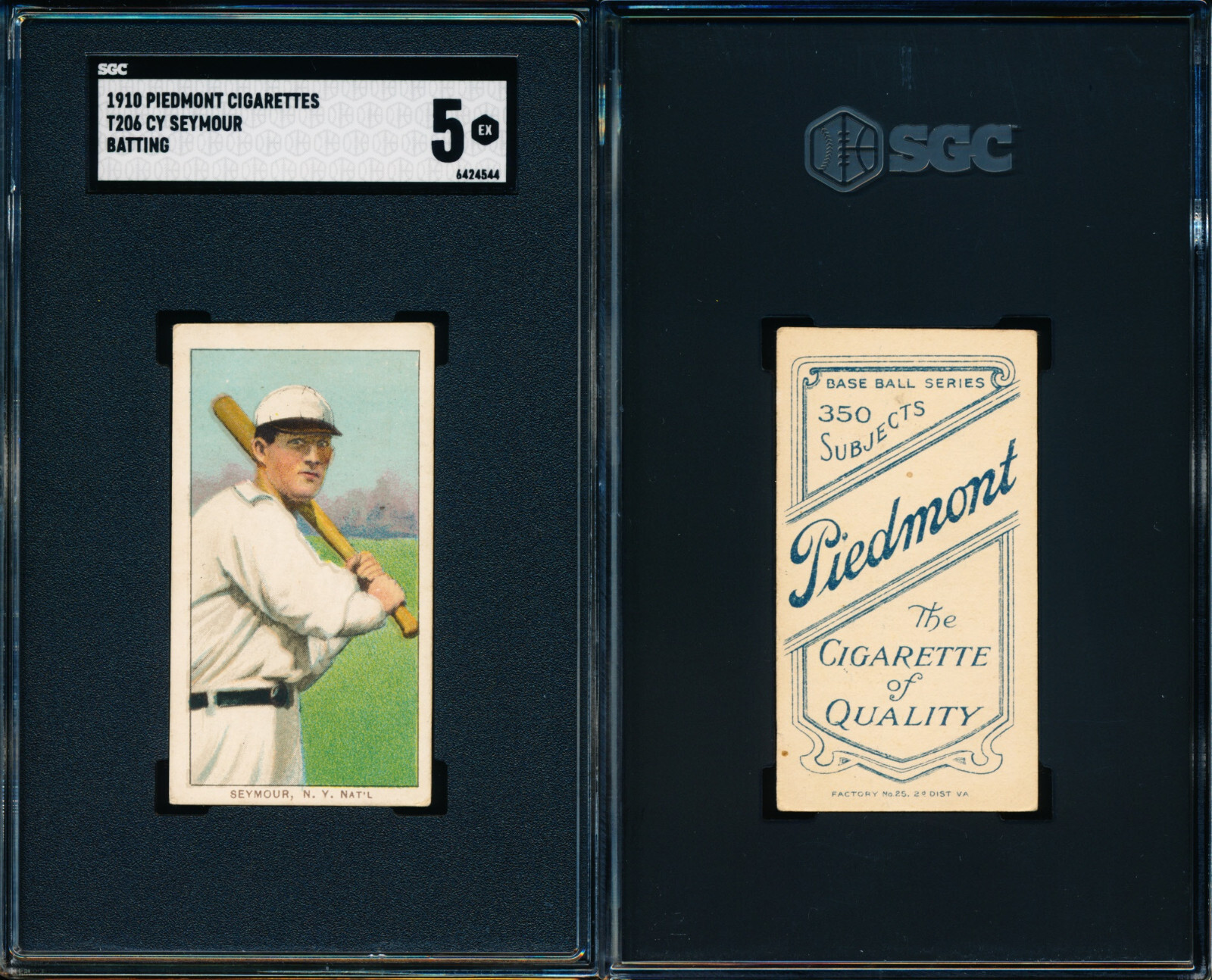 1910 Piedmont 350 T206 Cy Seymour - batting - SGC 5 EX