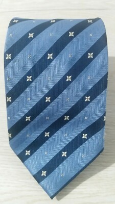 Andrea Graf Neapel Krawatte Tie 100% Seide Silk blau Regimentskrawatte A043