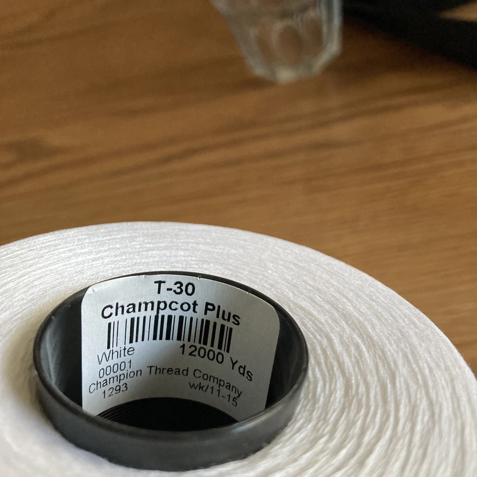 "Champcot Plus" T-30, T30 12.000 yd. carrete. Hilo de coser de calidad algodón blanco. Foto 3 de 4