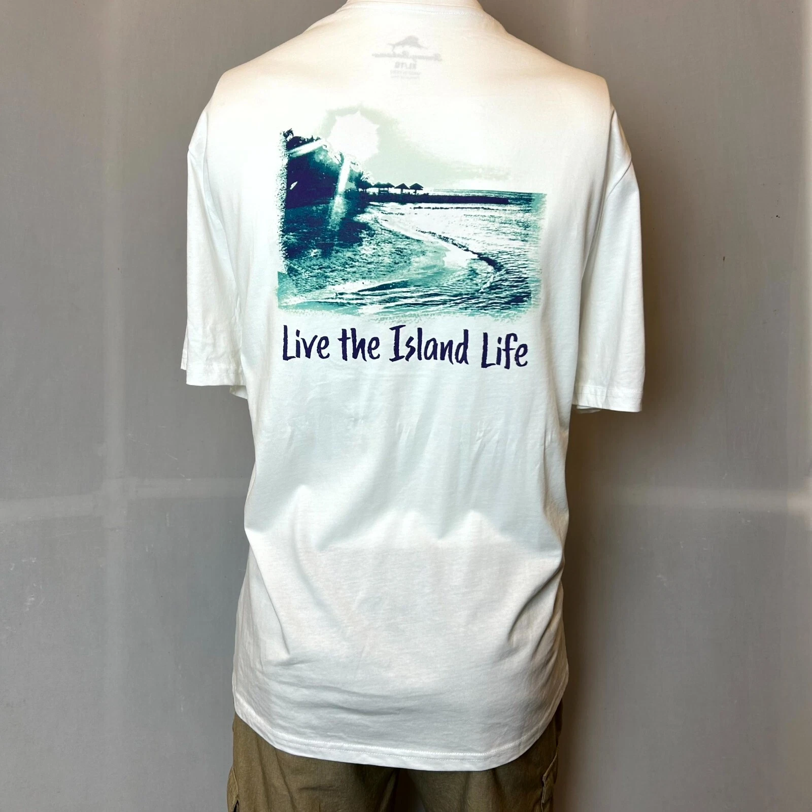 Tommy Bahama Shirt Mens Extra Large 2XL White Short Sleeve Beach Island