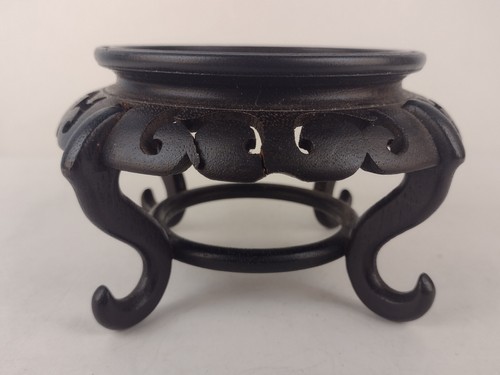 Vintage Chinese Carved Rosewood Scroll Work Vase Stand for 4" Base Vase - Picture 2 of 24