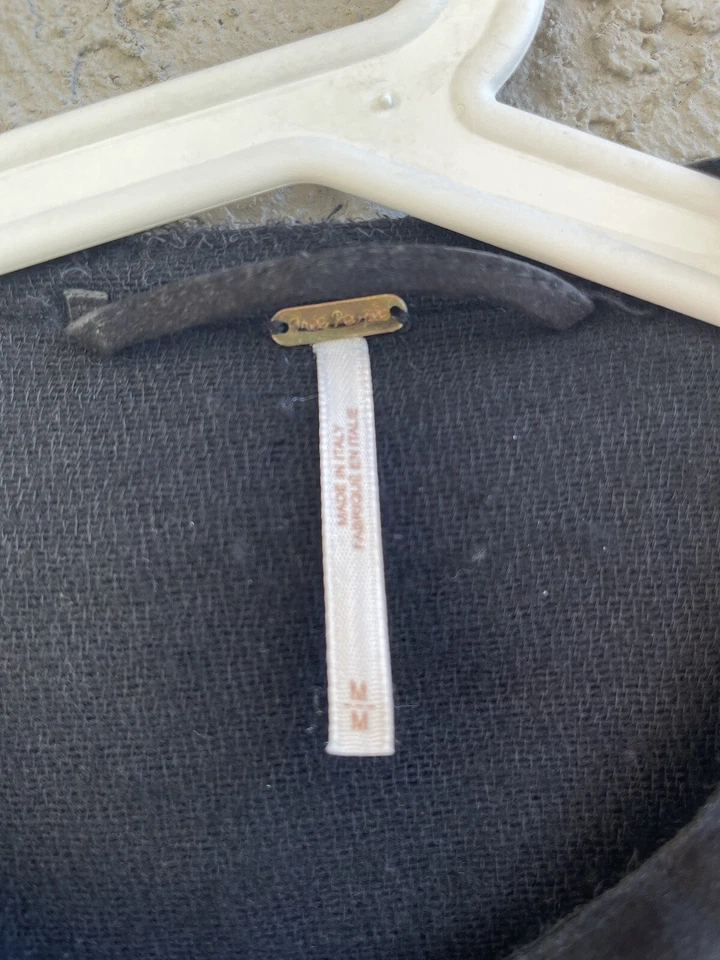 Jaqueta de couro Free People feminina camurça preta xadrez vermelha tamanho M #W7 feita na Itália - Imagem 2 de 3