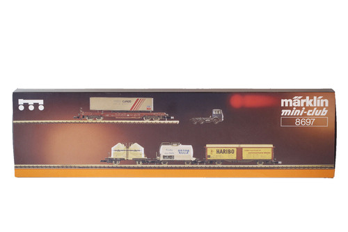 Märklin Z 8697 Set Tren 4 Carro Carguero Con Camión Y Remolque | Zustand: Usado