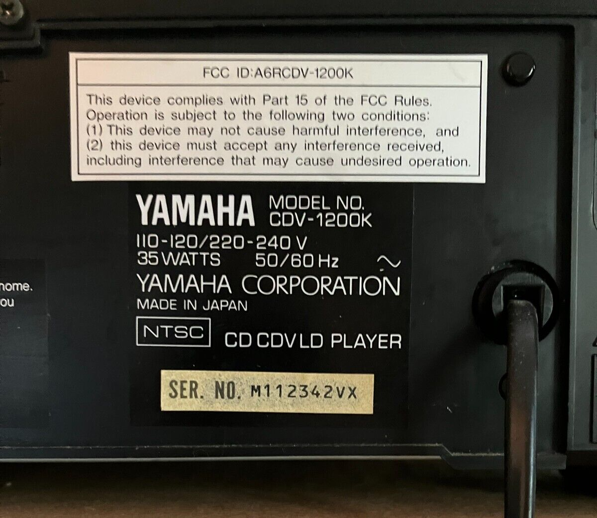 Yamaha Laser Disc Player CDV1200K Read Description eBay