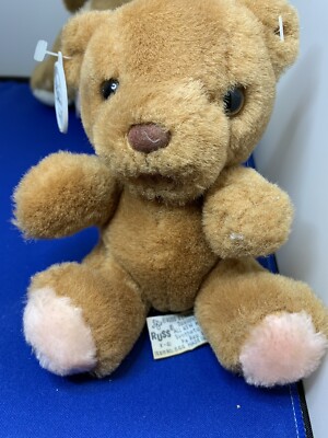 Vintage Russ Berrie Baby Bibi Teddy Bear with Pacifier Plush 6”