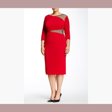 NEW $374 ABS by Allen Schwartz [ 3X ] 3/4 Length Sleeve Midi Dress #S351