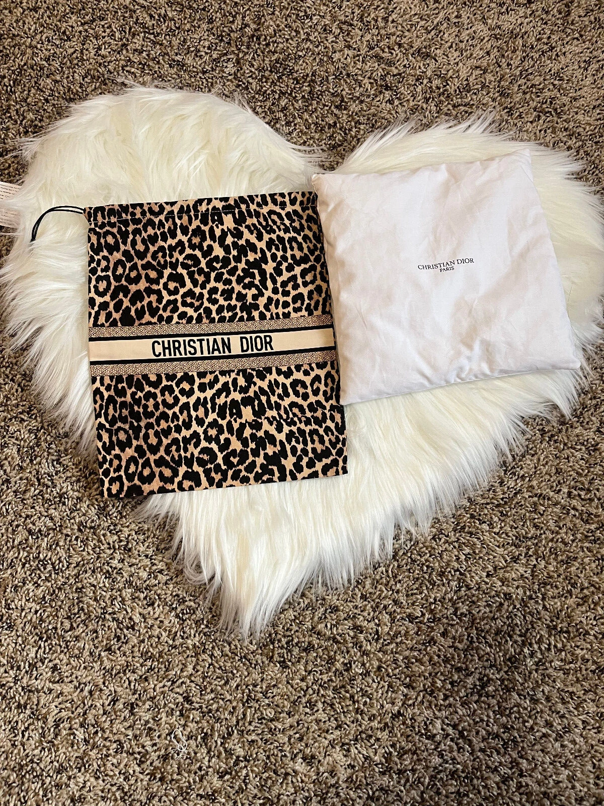 Pochette d'impression léopard Dior 11,2 x 9 et oreiller Dior