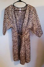 Secret Treasures Robe Small 4-6 Satin Short Length Leopard Print Sexy 