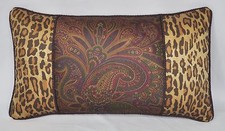NEW Pillow made w Ralph Lauren Bohemian Burgundy Paisley  Leopard Fabric 21x12