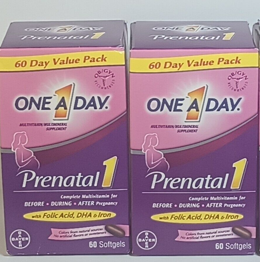 X2 One A Day Prenatal 1 Complete Multivitamin 60ct Softgel FRESH 2/25 FREE GIFT! eBay