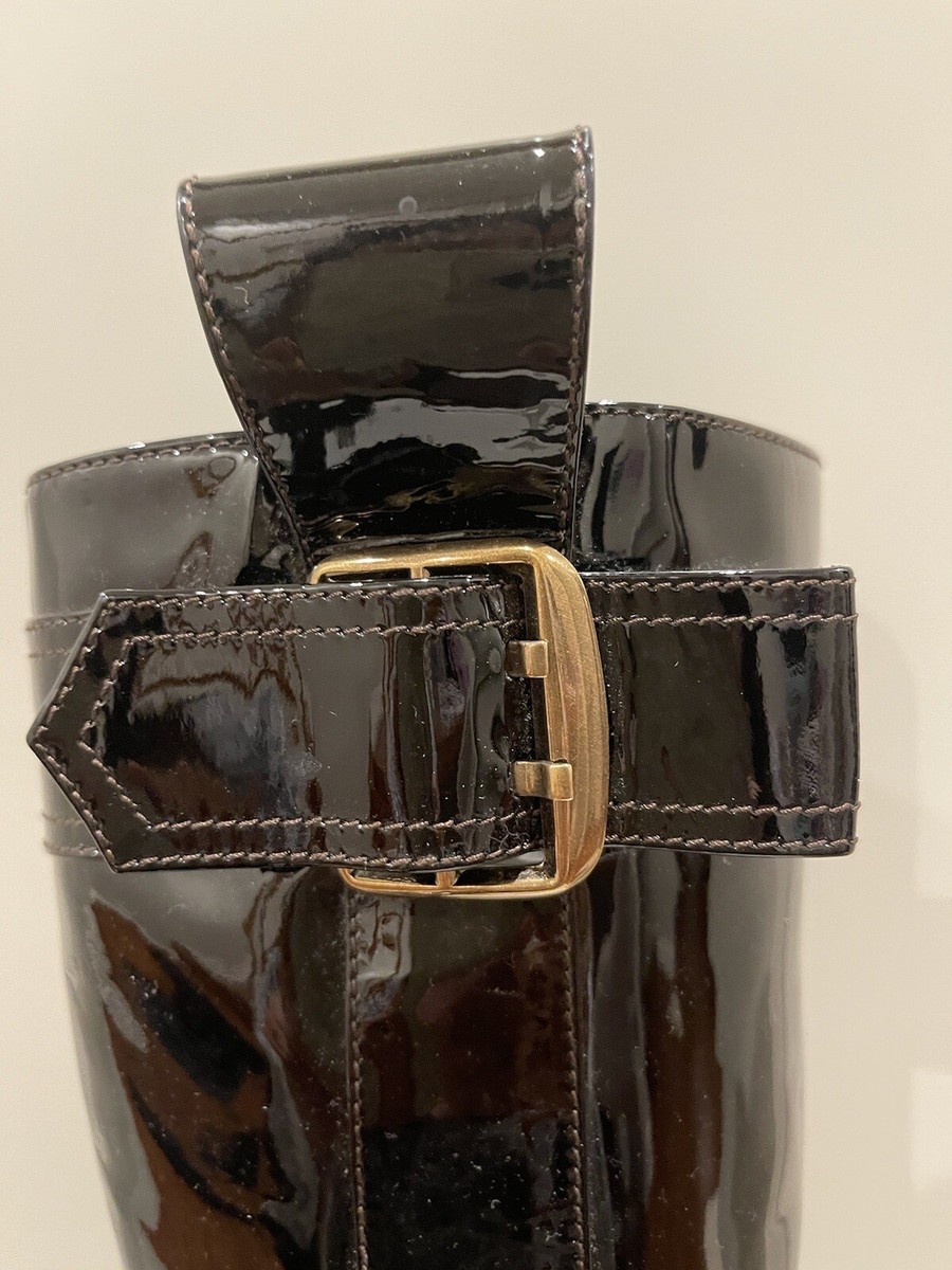 DOLCE & GABBANA Patent Leather Knee-High Boots with Metal