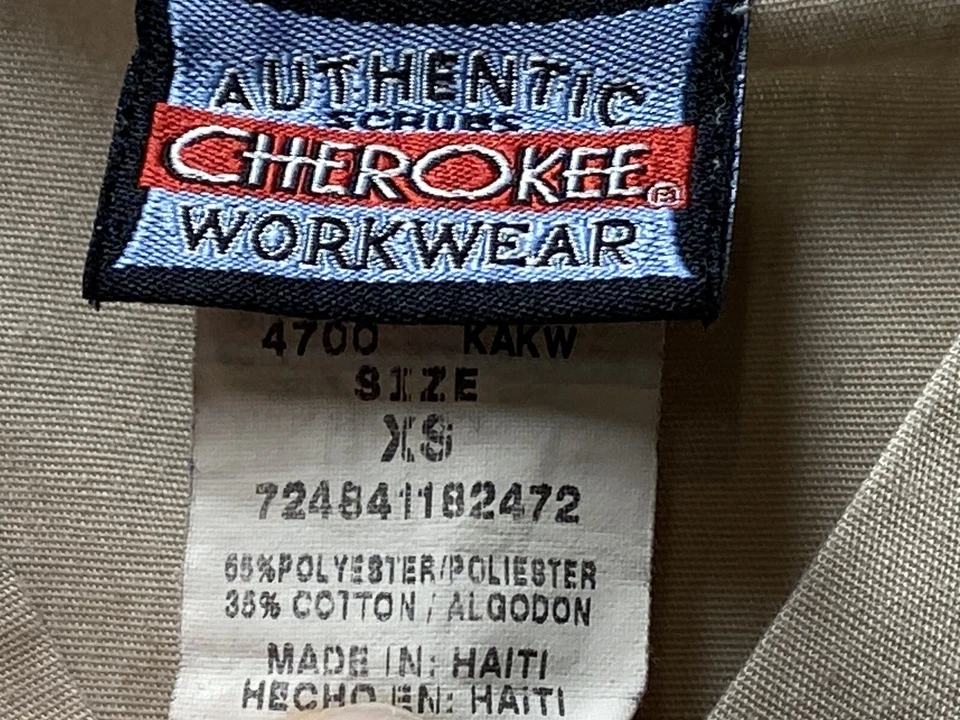 Cherokee Workwear Khaki Tan Size XS V-Neck Scrub Top Style 4700 - Image 3 of 4