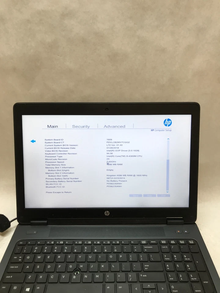 HP ZBook 15 Laptop 15" Intel i5-4300U 2.6GHz 4GB RAM NO HDD/OS For Parts READ DW - Image 2 of 4