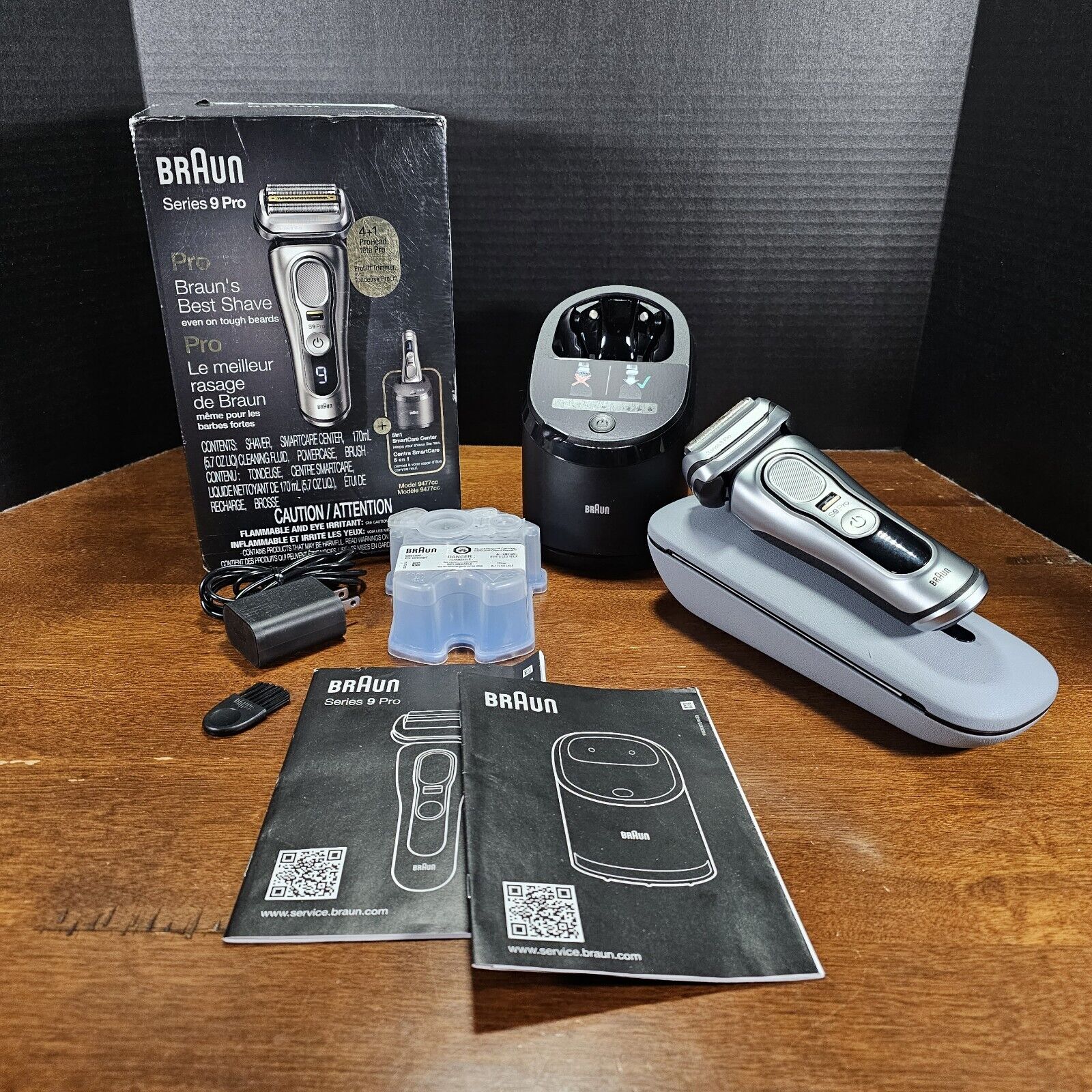 Braun Series 9 Pro 9477cc Electric Shaver with PowerCase - Black/Silver  New/Open 69055889923