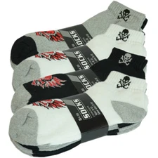 Skull 3-12 Pairs Men Ankle Low Cut Quarter Crew Sports Socks Cotton Size 9-13