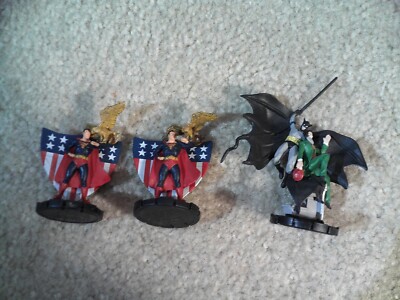 Lot of 3 2010 DC Heroclix Promo Figurines Superman and Batman w Joker 2.5'' Tall