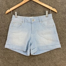 Just Jeans Womens 6 Blue Striped Denim Mid Rise Cuffed Short Length 35926