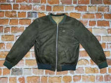 Charles Chevignon Paris Vintage Leather Jacket Suede Khaki Green Size: M Rarity