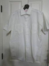 Vintage Brent Sanforized Plus 2 White 2-Pocket Button Short Sleeve Shirt 15 1/2