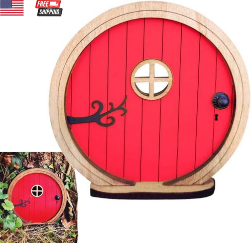 Red Fairy Garden Door,Tree Fairy Doors Decoration for Trees Outdoor and Tree Tru