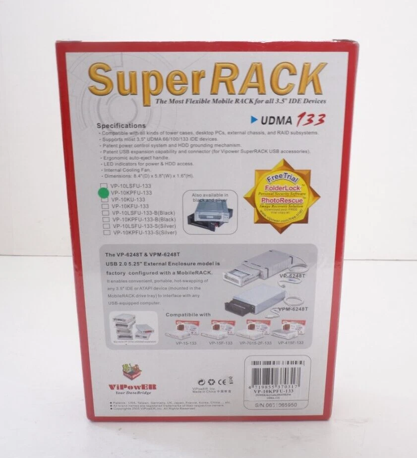 Vipower Mobile Super Rack VP-10KPFU-133 For 3.5 IDE Storage Device HDD/ZIP/USB - Image 3 of 4