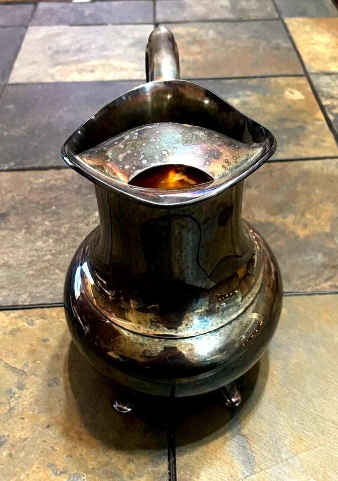 Jarra de agua Rogers Croydon 1881 placa de plata con labio de hielo marca registrada estampada Foto 3 de 4