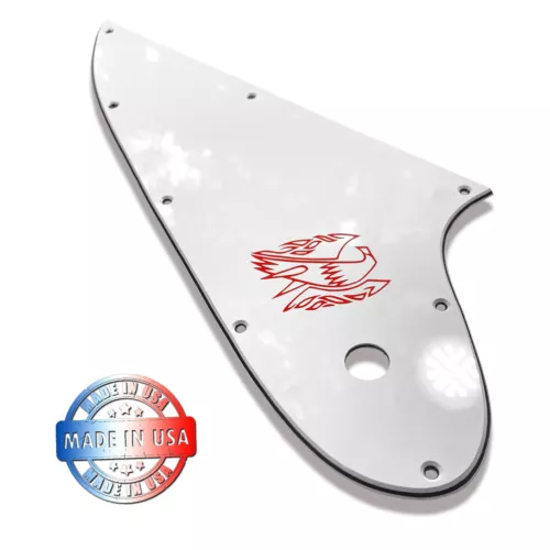 White 3 Ply Pickguard for 1963-1965 Gibson Firebird w/ Red Decal Made in USA