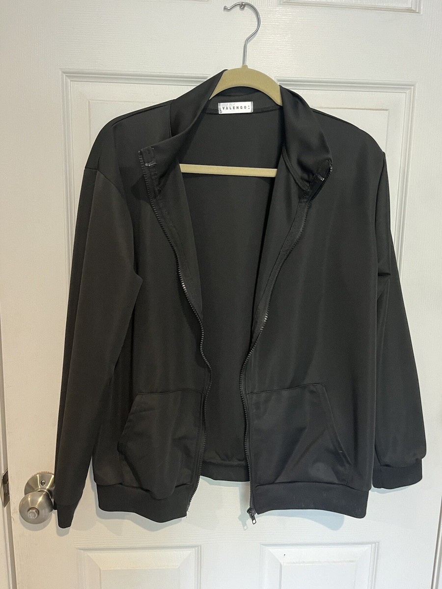 Women's Valengo Black Bomber Zip Up Jacket With Pockets Size Women's Valengo Black Bomber Zip Up Jacket With Pockets Size