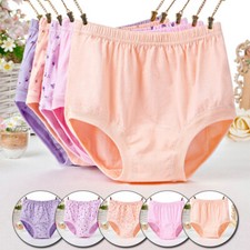 Middle-aged Elderly Women Cotton Panties Underwear High Waist Briefs Underpants